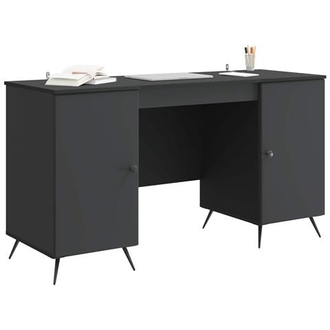 Scrivania Nero 142,5 x 50 x 75 cm Legno ingegnerizzato - Foto 2