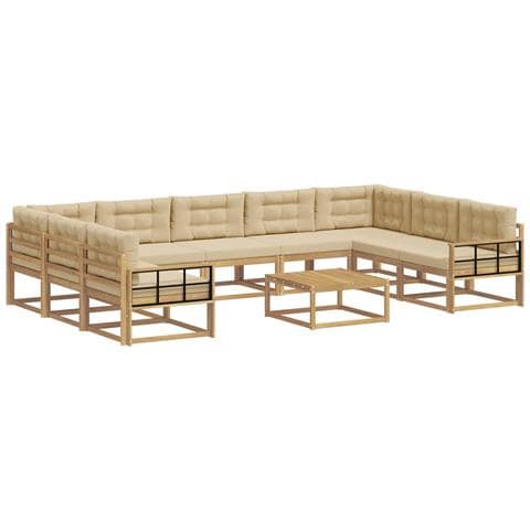 Set di divani da esterno con cuscino 10 pcs Bianco e Beige - Foto 1