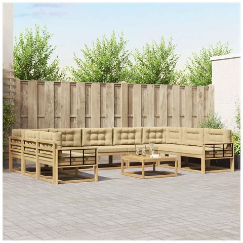 Set di divani da esterno con cuscino 10 pcs Bianco e Beige - Foto 2
