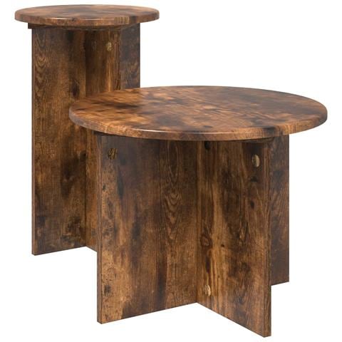 Set tavolini 2 pcs Rovere Fumo Legno ingegnerizzato - Foto 1