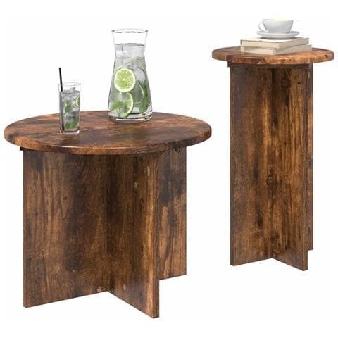 Set tavolini 2 pcs Rovere Fumo Legno ingegnerizzato - Foto 2