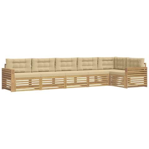 Set di divani da esterno 6 pcs Bianco e Beige - Foto 1