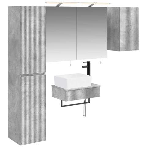 Set di mobili per il bagno 5 pcs Grigio Cemento - Foto 1