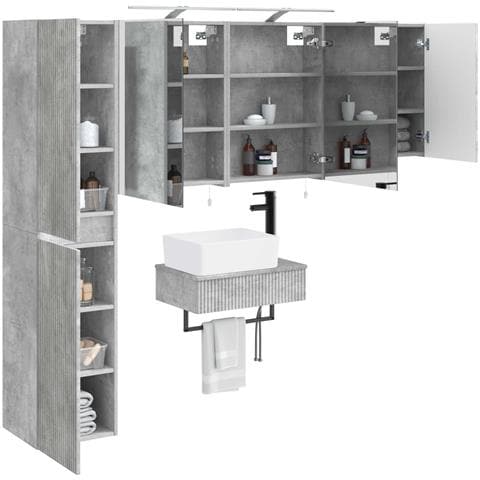 Set di mobili per il bagno 5 pcs Grigio Cemento - Foto 2