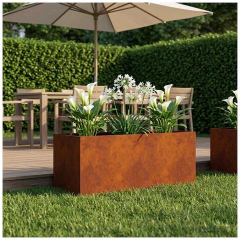 Vaso da giardino Ruggine 80 x 40 x 40 cm Acciaio Corten - Foto 2