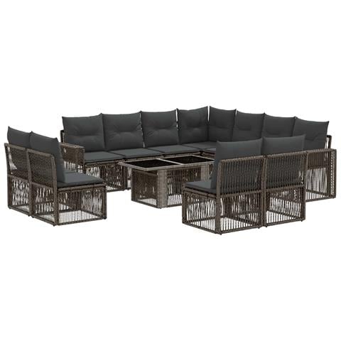 Set Divano da Giardino 12 pz Grigio e Grigio Scuro polyrattan - Foto 1