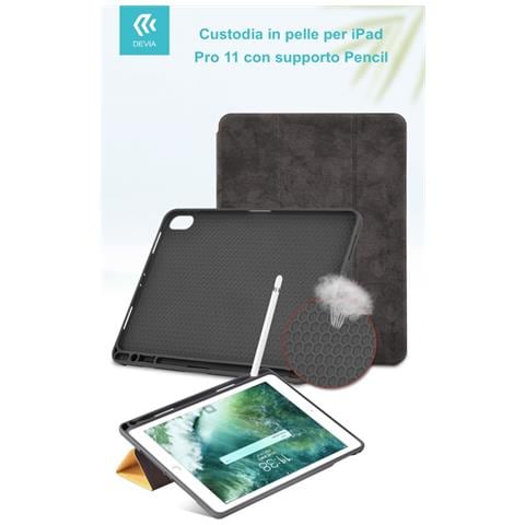 Cover In Pelle Con Supporto Pencil Per Ipad Pro 11 Nera - Foto 1