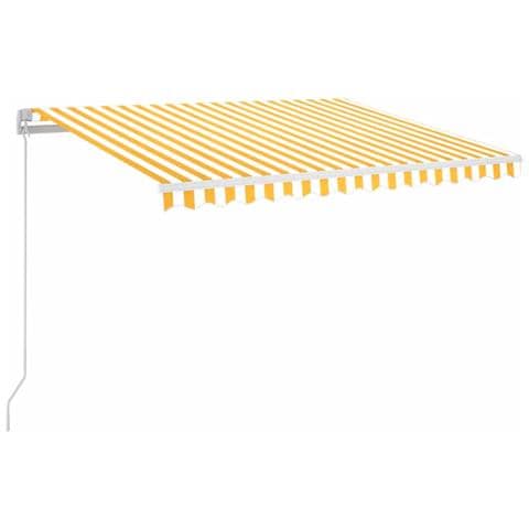 Tenda da Sole Retrattile Manuale LED 350x250 cm Gialla e Bianca - Foto 1