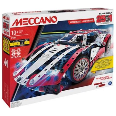 Meccano, Multimodello Da 25 Supercar Motorizzata, Kit Di Costruzioni Con 347 Pezzi, Attrezzi E Fari Funzionanti - Dai 10 Anni - Foto 1