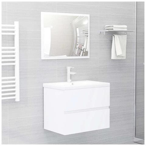 Set Mobili da Bagno 2 pz Bianco in Legno Multistrato - Foto 10