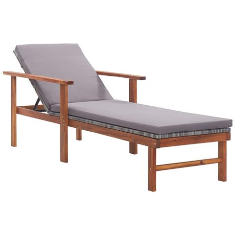 Sdraio con Cuscino Polyrattan e Legno Massello di Acacia Grigia - Foto 1