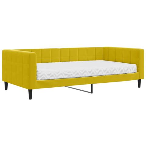 Divano Letto Con Materasso Giallo 100x200 Cm In Velluto - Foto 1