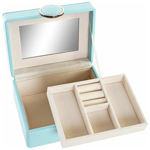 Scatola-portagioie 23 X 17 X 10 Cm Verde Poliuretano Legno Mdf - Foto 1