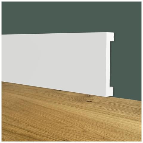 Battiscopa Squadrato Bianco Passacavo 50x10x2000mm In Polimeri - Polistrutturato - Foto 1