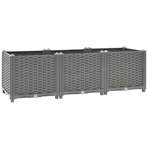 Fioriera Rialzata VidaXL 160x40x23 Cm In Polipropilene | Grigio, Motivo Rattan Per Esterno - Foto 6