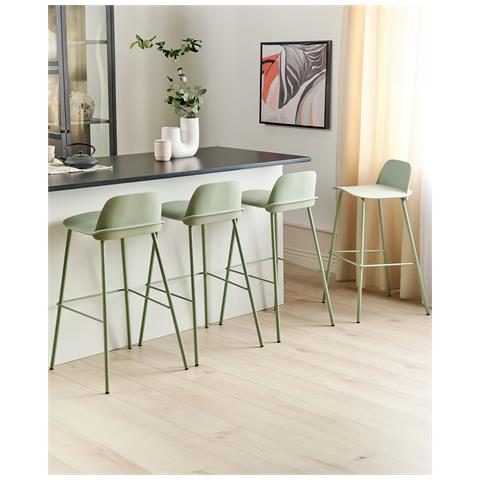 Set Di 4 Sedie Alte Mora Verde Chiaro - Foto 9