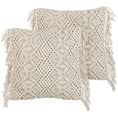 Set Di 2 Cuscini Pattan Cotone 45 X 45 Cm Beige Trama Geometrica - Foto 7