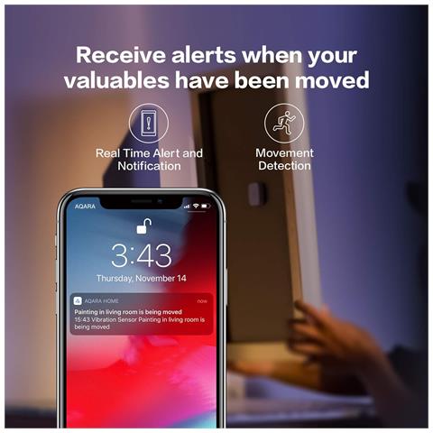 Sensore Di Vibrazionie Richiede Un Hub (venduto Separatamente), Connessione Zigbee, Mini Rilevatore Di Rottura Vetri Wireless Per Sistema Di Allarme E Domotica Intelligente, Compatibile Con Apple Homekit, Ifttt - Foto 6