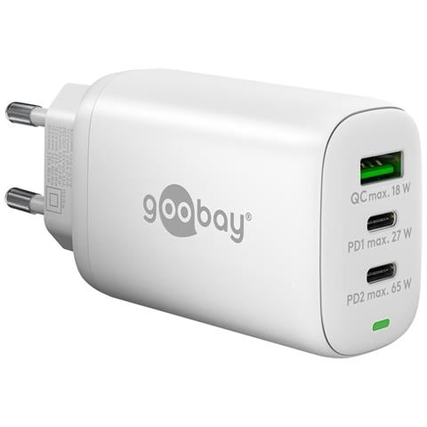 65408 Caricabatterie per dispositivi mobili Cuffie, Computer portatile, Smartphone, Tablet Bianco AC Ricarica rapida Interno - Foto 1