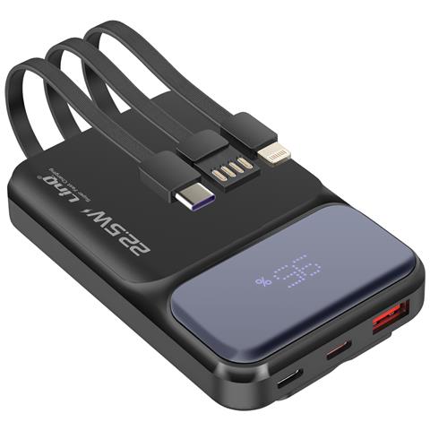 Batteria Esterna 10000mah + Cavi Lightning - Usb-c E Usb, Nero - Foto 1