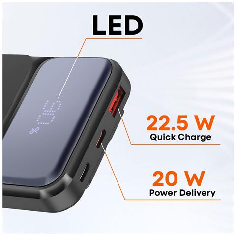 Batteria Esterna 10000mah + Cavi Lightning - Usb-c E Usb, Nero - Foto 5