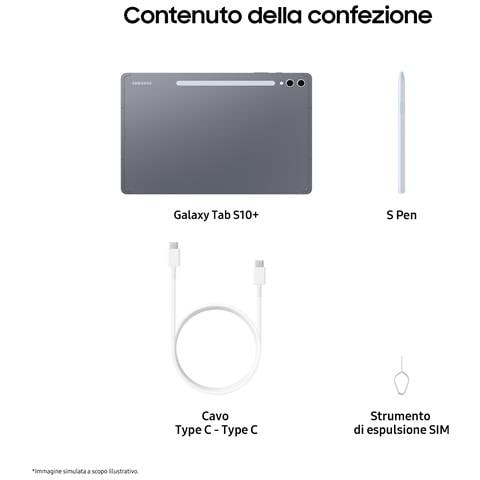Galaxy Tab S10+ Wi-Fi 512GB 12GB Ram Display 12.4" (Wi-Fi 802.11a /b /g /n /ac /ax 2.4GHz+5GHz+6GHz) 10090 mAh Gray Italia - Foto 2