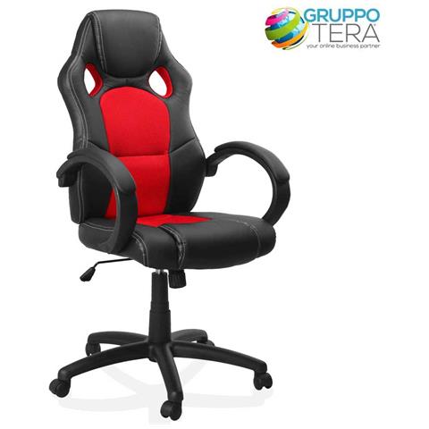 Sedia Poltrona da Ufficio Direzionale Ruote Girevoli Sportiva Race Gaming Rosso - Foto 1