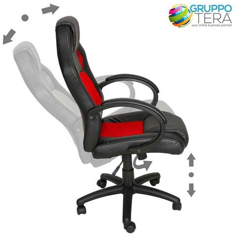 Sedia Poltrona da Ufficio Direzionale Ruote Girevoli Sportiva Race Gaming Rosso - Foto 5
