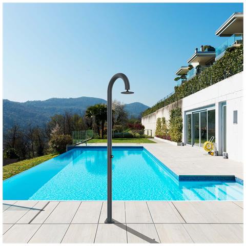 Luna Timer Grigia Doccia In Alluminio Doppio Attacco Acqua Fredda Laterale O Inferiore Doccia Acqua Fredda Su Unico Tubo Interno Temporizzata Con Soffione E Miscelatore Tondo Grigio - Foto 1