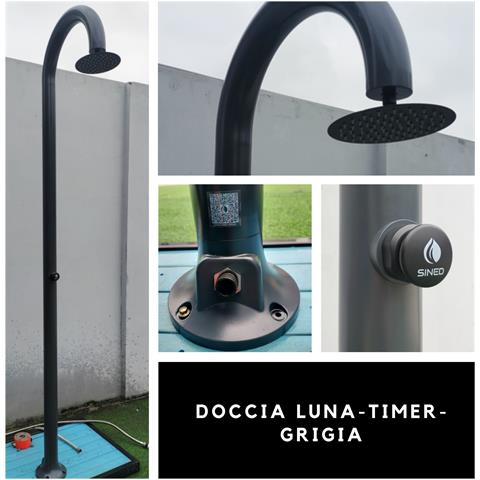 Luna Timer Grigia Doccia In Alluminio Doppio Attacco Acqua Fredda Laterale O Inferiore Doccia Acqua Fredda Su Unico Tubo Interno Temporizzata Con Soffione E Miscelatore Tondo Grigio - Foto 6