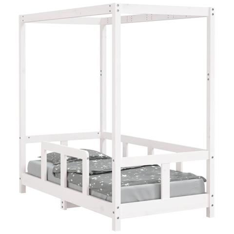 Giroletto per Bambini Bianco 70x140cm in Legno Massello di Pino - Foto 1