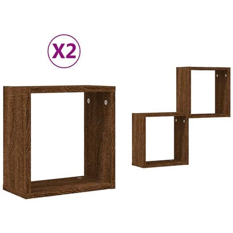 Mensole A Cubo 2 Pz Rovere Marrone 30x15x30 Cm - Foto 2