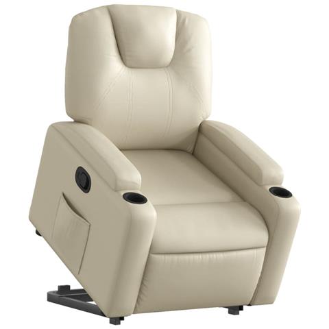 Poltrona Alzapersona Reclinabile Crema In Similpelle - Foto 3