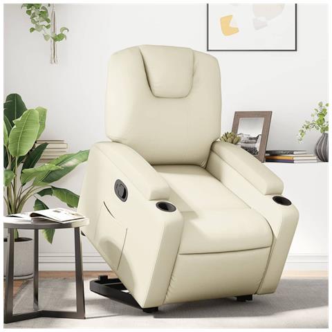 Poltrona Alzapersona Reclinabile Crema In Similpelle - Foto 1