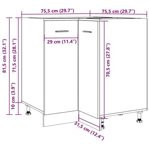 Armadietto Cucina “Lyon” Legno Antico 75,5x75,5x81,5 cm - Foto 10