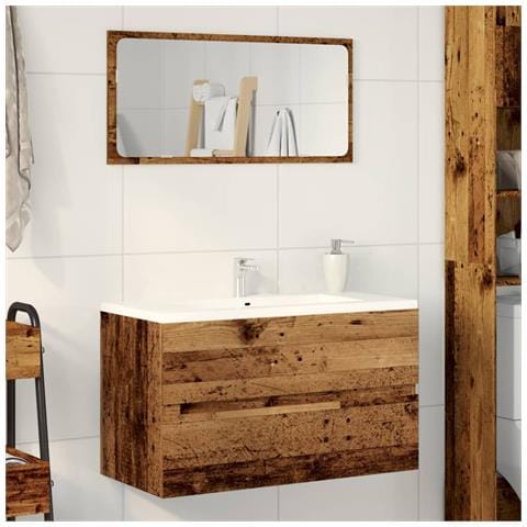 Mobile Lavabo Legno Antico 90x38,5x45 Cm In Truciolato - Foto 3