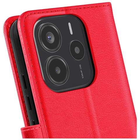 Custodia A Portafoglio Con Cordino Per Xiaomi Redmi Note 14 4g, Rosso - Foto 2