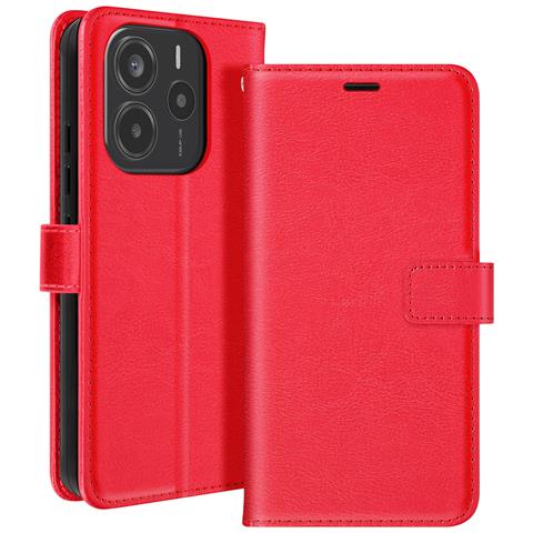 Custodia A Portafoglio Con Cordino Per Xiaomi Redmi Note 14 4g, Rosso - Foto 1