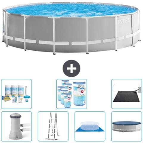 Piscina Fuori Terra - In Giro - 457x457x122 Cm - Grigio - Include Accessori Coordinati Cb44 - Foto 1