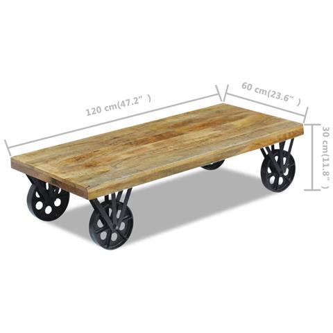 Tavolino Da Salotto In Legno Di Mango 120x60x30 Cm - Foto 8