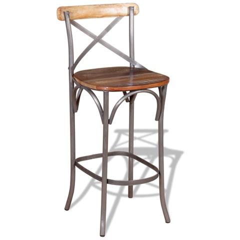 Sgabello Da Bar In Legno Massello Di Recupero - Foto 1