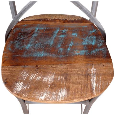 Sgabello Da Bar In Legno Massello Di Recupero - Foto 8