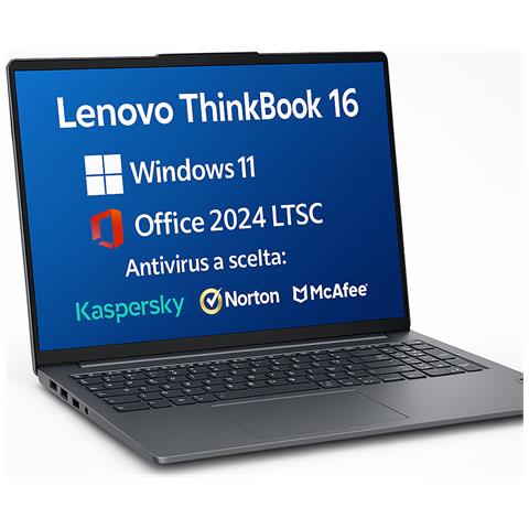 Notebook ThinkBook 16 AMD Ryzen 5 7530U Monitor 16" WQXGA RAM 16 GB SSD 512 GB AMD Radeon Graphics Windows 11 Pro + Office 2024 - Foto 1