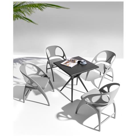 Set Di 4 Sedie Da Giardino Pieghevole Nemi Grigio - Foto 1