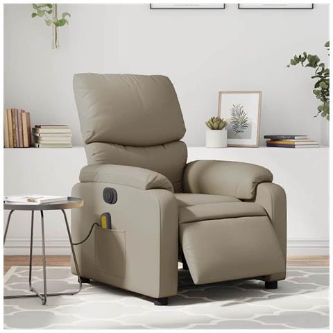 Poltrona Reclinabile Massaggio Elettrica Cappuccino Similpelle - Foto 2