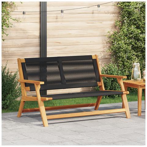 Panchina da giardino nera 76x122x73 cm legno massello di acacia - Foto 2