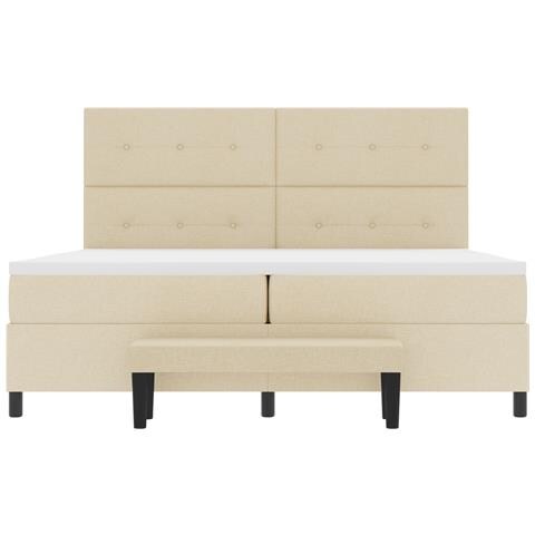 Letto a Molle con Materasso e Panchina Panna 200x200 cm Tessuto - Foto 9