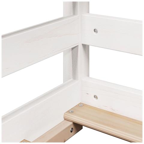 Letto a Soppalco con Tetto Bianco 90x190 cm in Legno di Pino - Foto 9