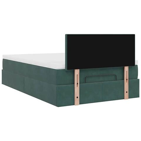 Pouf Letto con Materasso Verde Scuro 120x190 cm Velluto - Foto 9
