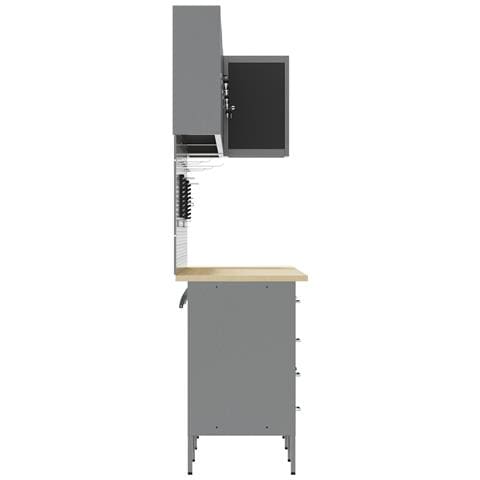 Set di 12 Pezzi di Mobile da Lavoro e Pannello Forato Nero in MDF e Metallo - Foto 9